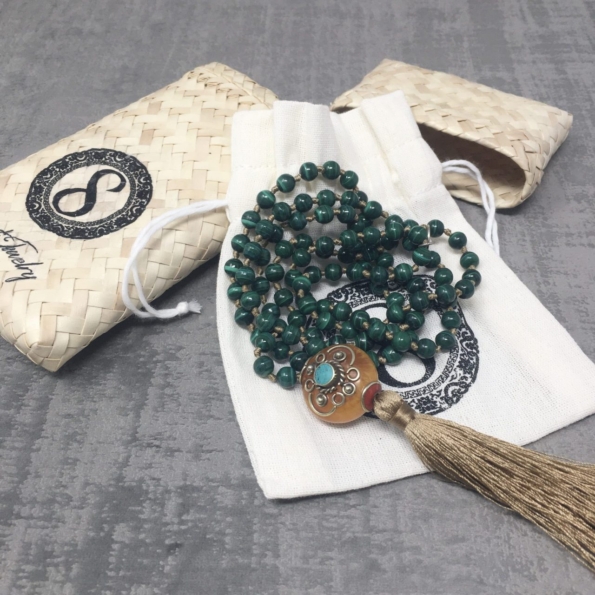 Collier Mala Malachite pack