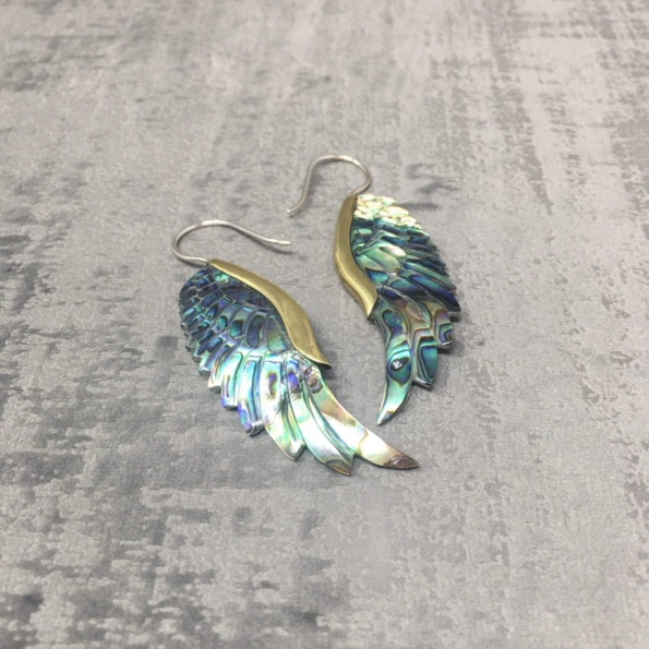 Boucles d'oreilles Ailes d'ange Nacre a