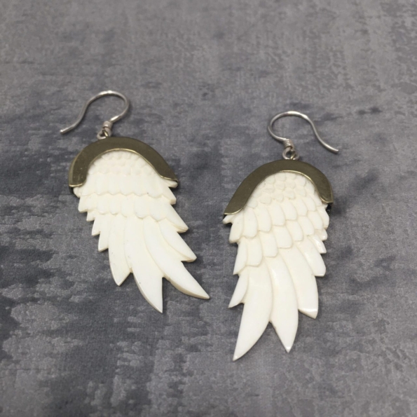 Boucles d'oreilles Ailes d'Ange corne a