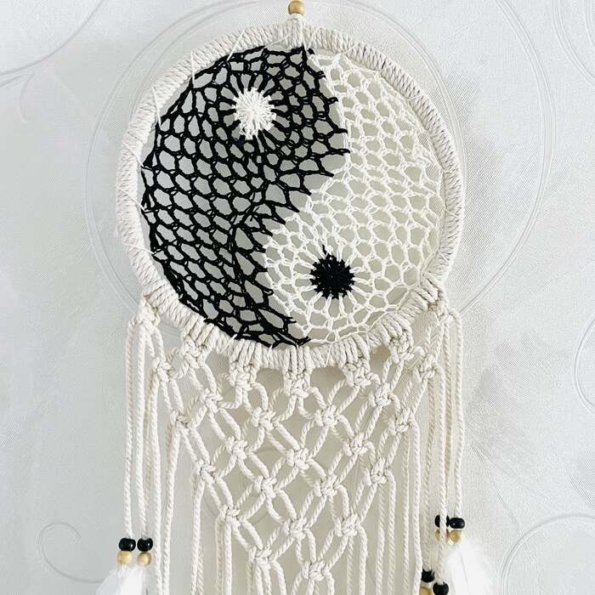 Attrape reves YinYang Macramé 22x70 Moitié