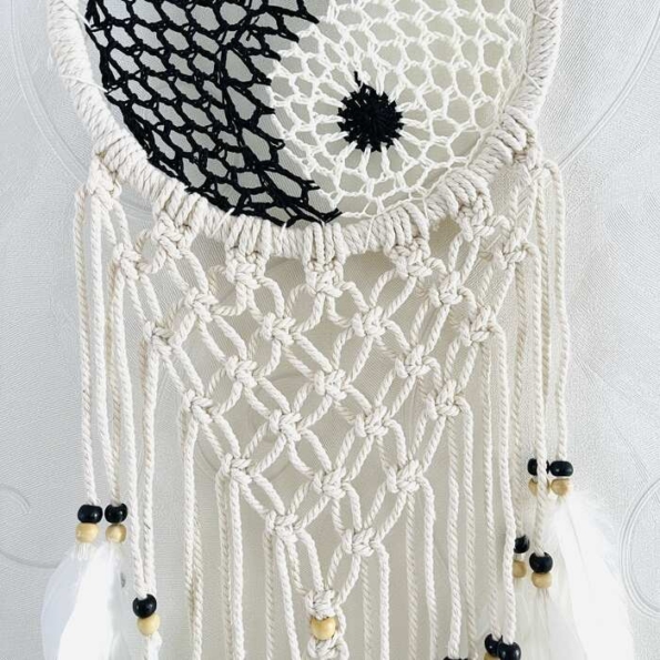 Attrape reves YinYang Macramé 22x70 Zoom bas