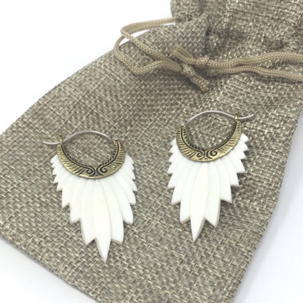 Boucles d'oreilles Doubles Ailes en Corne